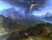 Jean Francois Millet Mountain Landscape with Lightning oil painting